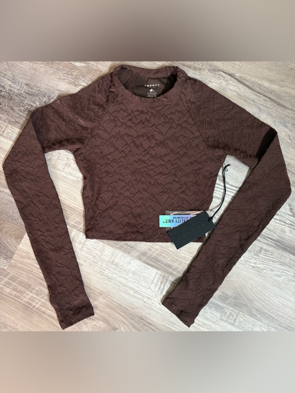 Twenty Montreal 3D Mackay Rib Crop Tee Chocolate Brown XS NWT